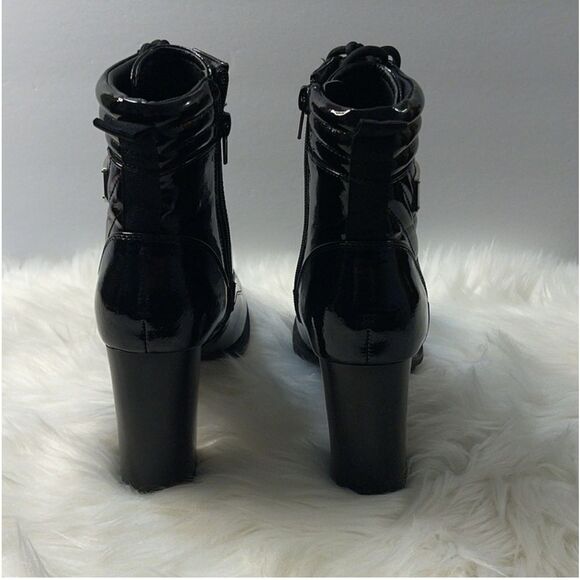 Guess women’s Lace Up Combat Patent Platforms Boots Quilted Chunky Block Heeled - Picture 5 of 10